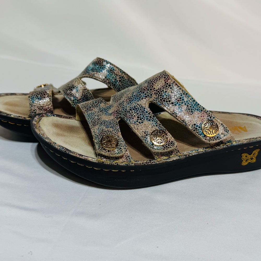 Alegria Venice Dinah Fawn Dottie Leather Slides Strappy Sandals Shoe Sz 39 9/9.5
